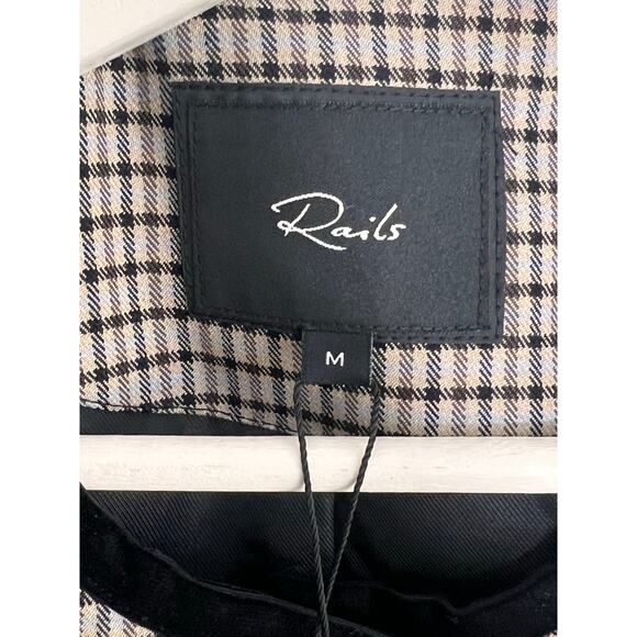 Rails Nota Full Zip Boxy Cropped Jacket Ice Taupe Mini Check Women's Size M NWT - Picture 9 of 14